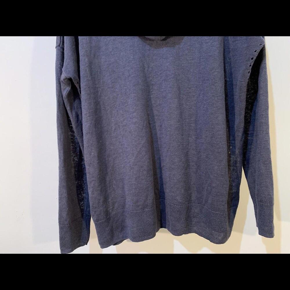 Tahari Hoodie Womens XL 100% Linen Minimalist Slate Blue Gray Stone Washed - Picture 7 of 9